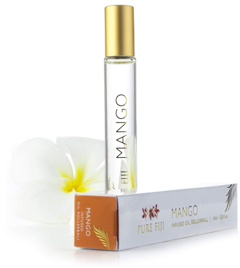 PURE FIJI Infused Oil Rollerball - Essential Oil Roller Bottles Pure Travel Essentials, Natural Oils Roll On-for Aromatherapy, Kids, Children, Adults - Mango, 0.33oz - Image 1